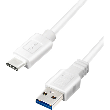 LogiLink Cble USB 3.2, USB-A - USB-C, 0,15 m, blanc