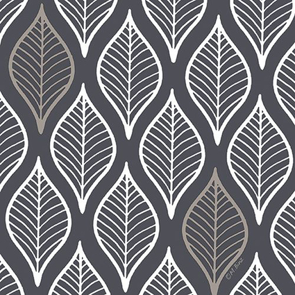 PAPSTAR Serviette  motif "Leafy", 330 x 330 mm, gris fonc