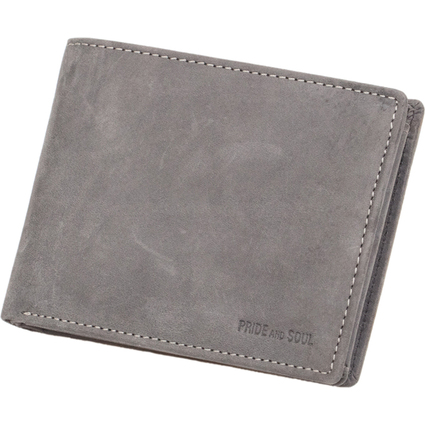 PRIDE&SOUL Portefeuille RFID, format paysage, cuir, gris