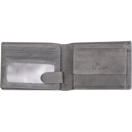 PRIDE&SOUL Mini portefeuille RFID, format paysage, cuir,gris