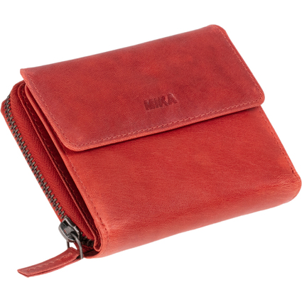 MIKA Portefeuille pour dames, en cuir, couleur : rouge