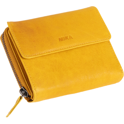 MIKA Portefeuille pour dames, en cuir, couleur : jaune