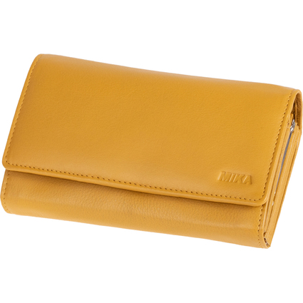 MIKA Portefeuille pour dames, en cuir, couleur : jaune