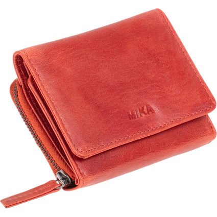 MIKA Portefeuille pour dames, en cuir, couleur : rouge