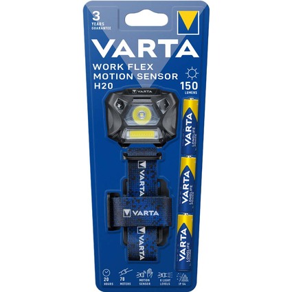 VARTA Lampe frontale "Work Flex Motion Sensor H20", 3x AAA