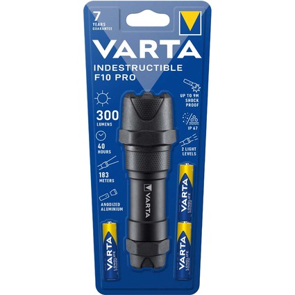VARTA Lampe de poche "Indestructible F10 Pro", avec 3 AAA