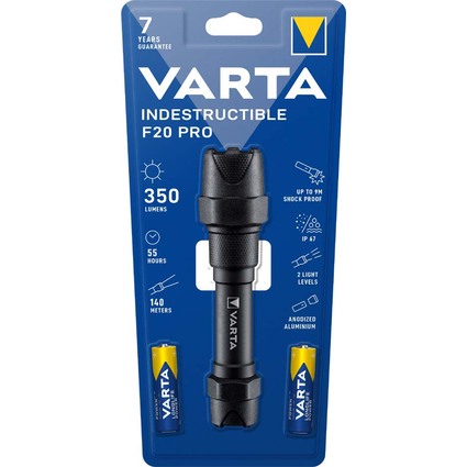 VARTA Lampe de poche "Indestructible F20 Pro", avec 2x AA
