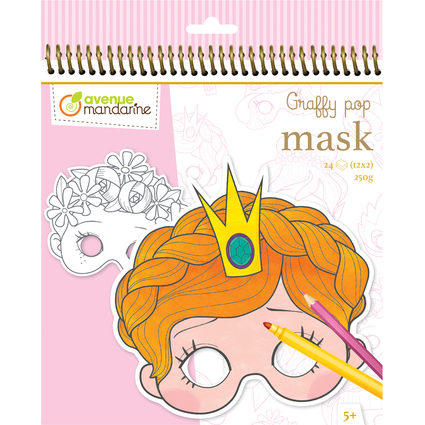 avenue mandarine Carnet de coloriage Graffy Pop Mask "Girl"