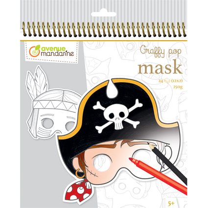 avenue mandarine Carnet de coloriage Graffy Pop Mask "Boy"