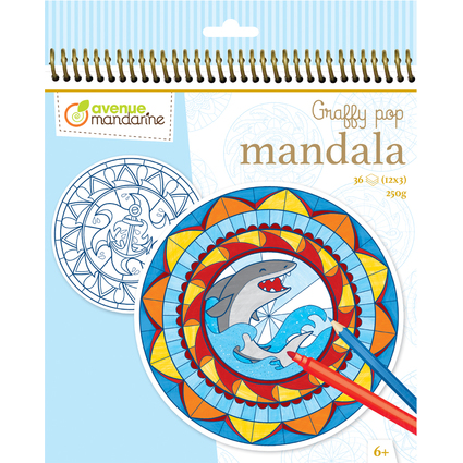 avenue mandarine Carnet de coloriage "Graffy Pop Mandala"