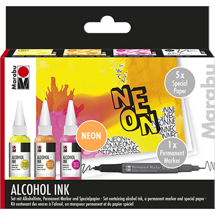 Marabu Encre permanente Alcohol Ink, set fluo "NEON"