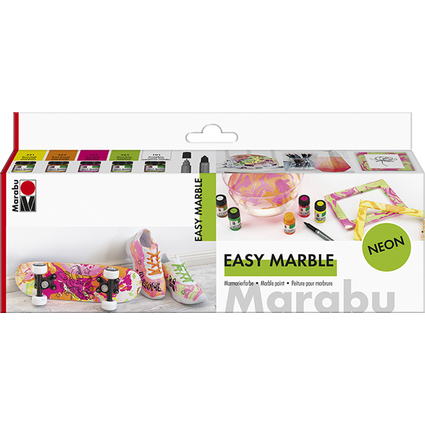 Marabu Peinture  marbrer "easy marble", set fluo NEON