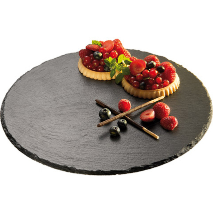 APS Plat  tarte en ardoise naturelle, rond, anthracite