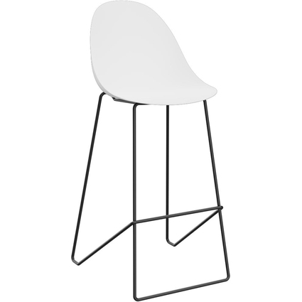 PAPERFLOW Chaise de bar "VOID", set de 2, blanc/noir