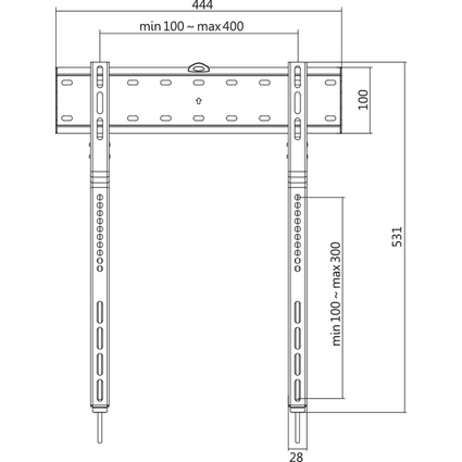 LogiLink Support mural pour TV, plat, pour 81,28 - 165,10 cm