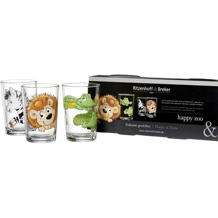 Ritzenhoff & Breker Verre pour enfants HAPPY ZOO, set de 3