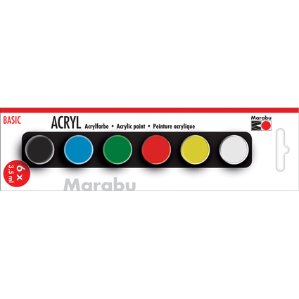 Marabu Set de peinture acrylique "BASIC", 6 x 3,5 ml