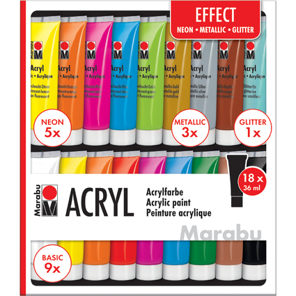 Marabu Set de peinture acrylique "EFFECT", 18 x 36 ml