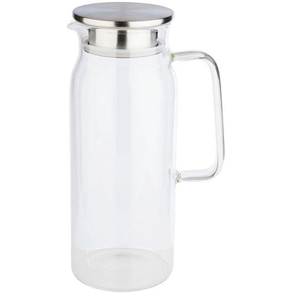 APS Carafe en verre avec couvercle, 1,5 litres, verre/inox