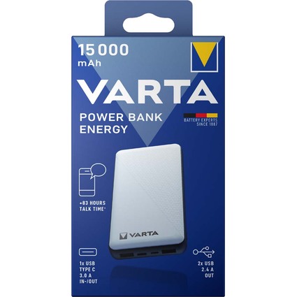 VARTA Batterie externe mobile Power Bank Energy 15000, blanc