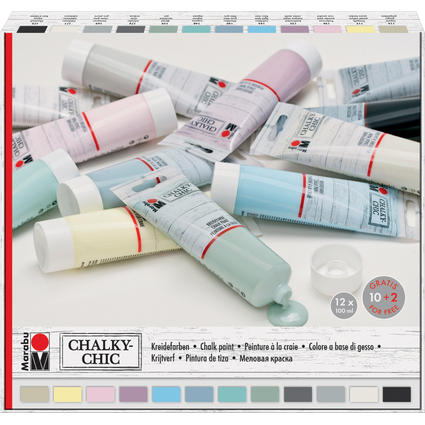 Marabu Peinture  la craie "Chalky-Chic", 12 x 100 ml