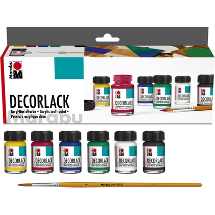 Marabu Peinture acrylique Decorlack, set de dmarrage 6x15ml