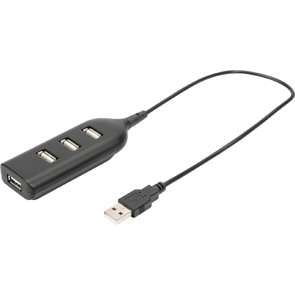 DIGITUS Hub USB 2.0, 4 ports, longueur cble : 300 mm, noir