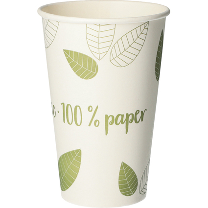 PAPSTAR Gobelet en carton "pure" ZERO, 0,3 l, beige/vert