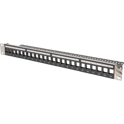 DIGITUS Panneau de brassage Keystone 19", 24 ports, 1 U,noir