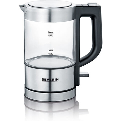 SEVERIN Mini bouilloire WK 3472, verre / acier inoxydable