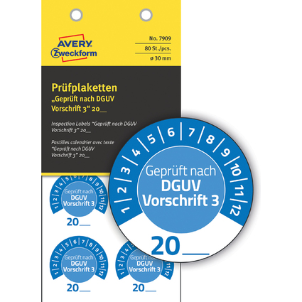 AVERY Zweckform Prfplaketten "DGUV Vorschrift 3", blau