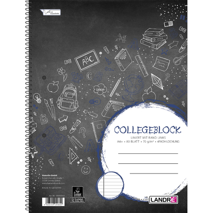 LANDR Cahier  spirale "college", format A4, lign, 160 p.