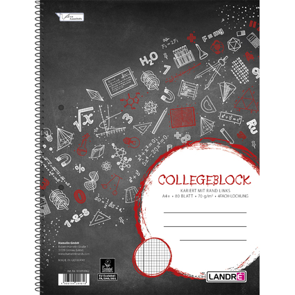 LANDR Cahier  spirale "college", A4, quadrill, 160 pages