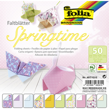 folia Feuilles de papier  plier "Springtime", 150 x 150 mm