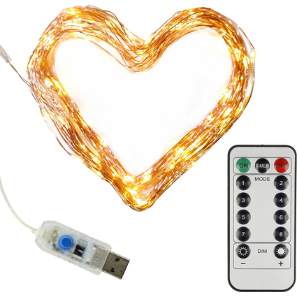 Clauss Mini guirlande lumineuse LED, port USB & tlcommande