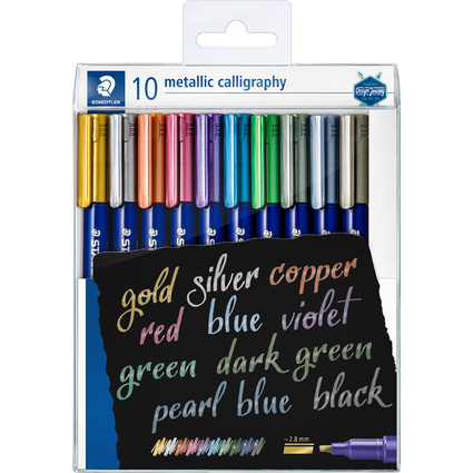 STAEDTLER Marqueur permanent metallic calligraphy, tui 10