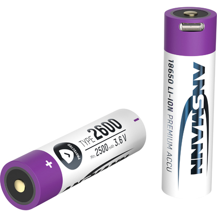 ANSMANN Pile rechargeable Li-Ion 18650, 2.600 mAh