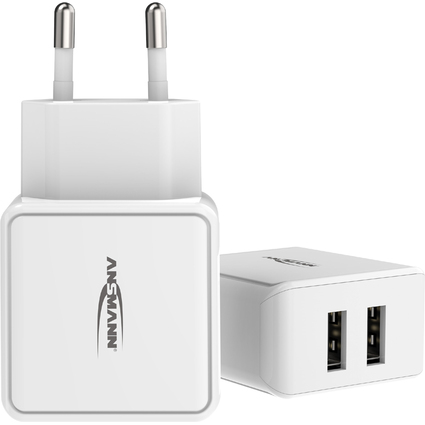 ANSMANN Chargeur USB Home Charger HC212, 2x port USB, blanc