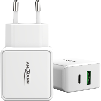 ANSMANN Chargeur USB Home Charger HC218PD, 2x port USB,blanc