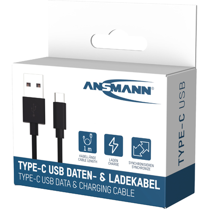 ANSMANN Cble de donnes & de chargement, USB-A - USB-C, 1 m