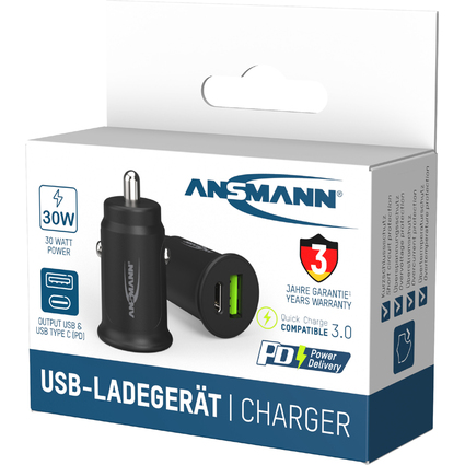 ANSMANN Chargeur voiture USB In-Car-Charger CC230PD, 2x USB