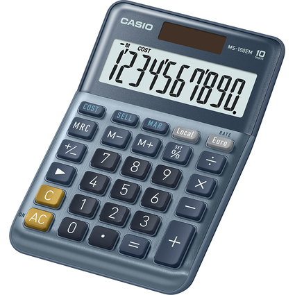 CASIO Calculatrice de bureau MS-100EM, 10 chiffres, argent