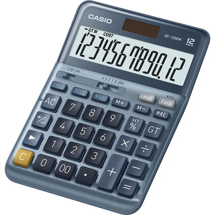 CASIO Calculatrice de bureau DF-120EM, 12 chiffres, argent