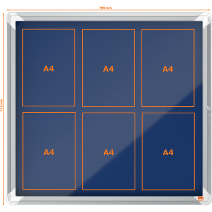 nobo Vitrine d'affichage Premium Plus, feutre, 6x A4, bleu