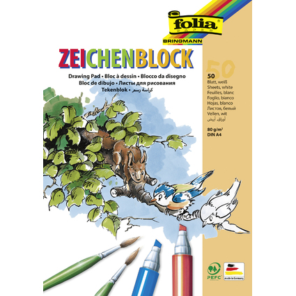 folia Bloc  dessin, 80 g/m2, A4, 50 feuilles