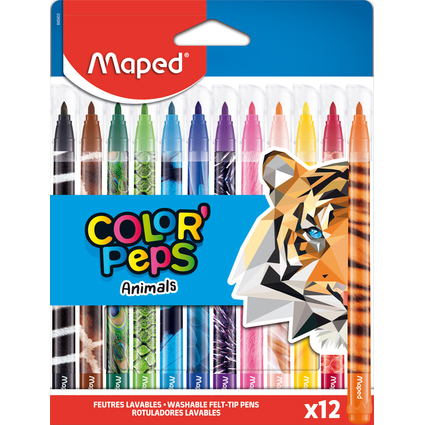 Maped Feutre COLOR'PEPS Animals, tui carton de 12