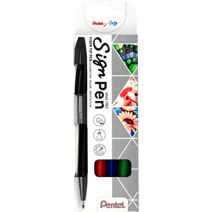 PentelArts Stylo feutre Sign Pen S520, tui de 4