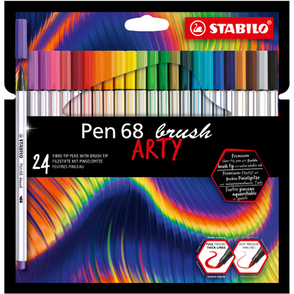 STABILO Feutre pinceau Pen 68 brush ARTY Edition, tui de 24