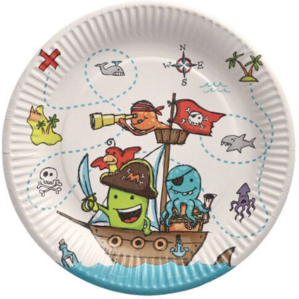 PAPSTAR Assiette en carton "Pirates", rond, 230 mm