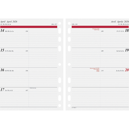 rido id Calendrier pour agenda "Calendrier semainier" 2026
